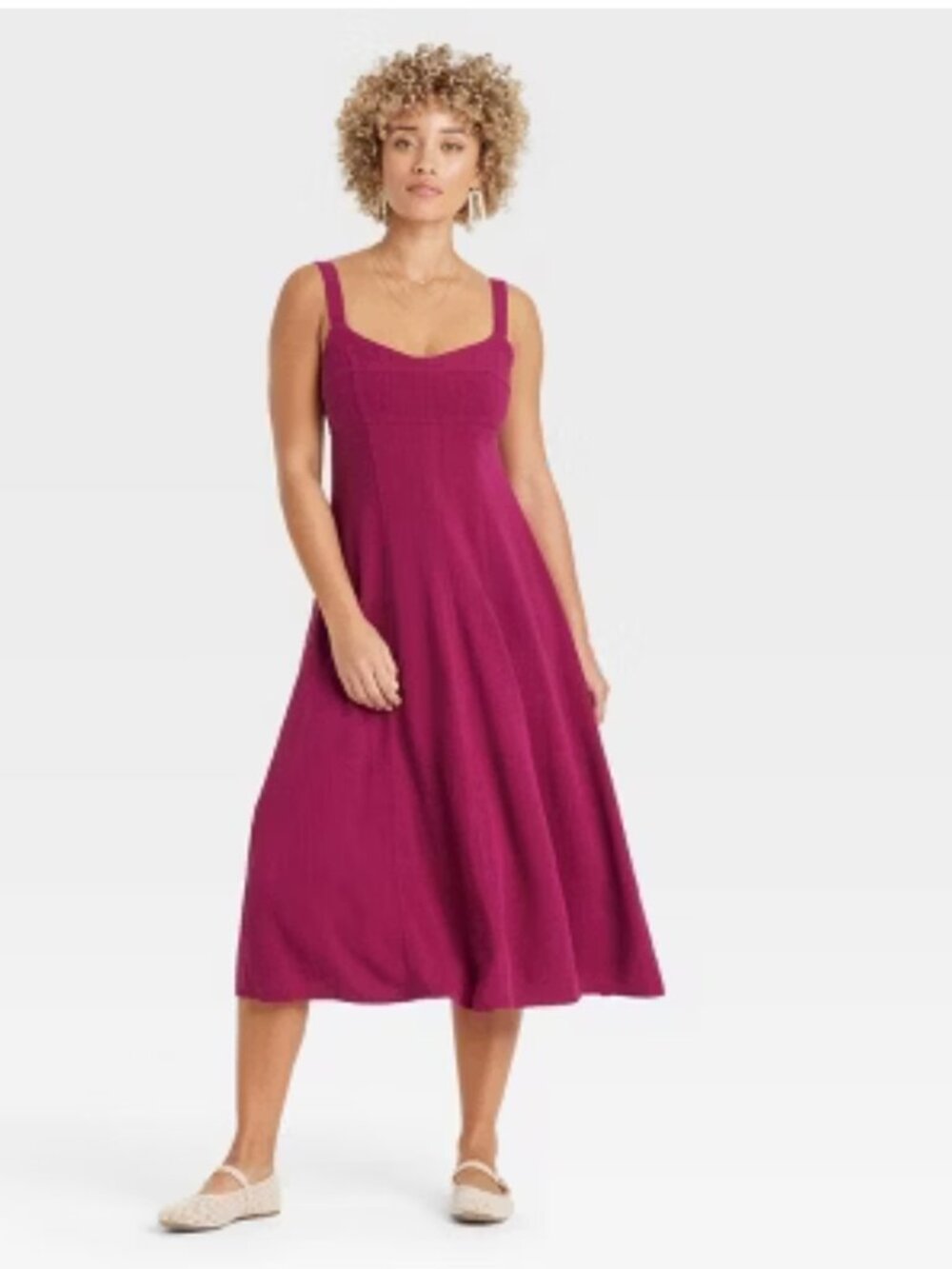 Universal Thread Berry Pink A-line Midi Dress Size S